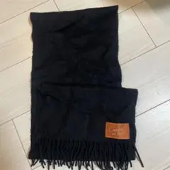 ブラックウールマフラー フリンジ付き