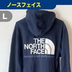 THE NORTH FACE ザノースフェイス ロゴプリントパーカー ネイビーL