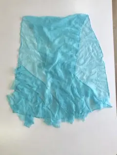 水色 シフォンストール　フリルデザイン