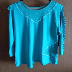 社交ダンス　ターコイズ 3/4袖 レッスンウェア