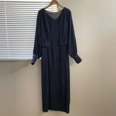 再値下げ デニムライク2ピースセットワンピース