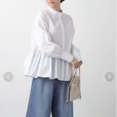 美品⭐️バンヤードストーム⭐️パールボタン ペプラムブラウス 半袖 