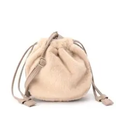 ⭐️大人気⭐️シューラルー フェイクファー巾着ショルダーバッグ ベージュ