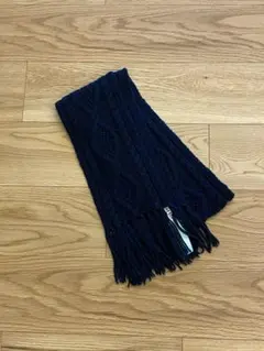 ネイビー ケーブル編み マフラー 手編み ハンドメイド