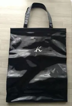 【Kitamura 】縦型エナメルバッグ ブルー A4収納可 ロゴワンポイント