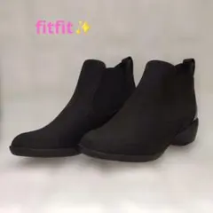 fitfit✨撥水サイドゴアアンクルブーツ　スエード　ブラック　23.5センチ