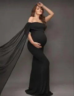 マタニティフォト マタニティドレス 撮影 衣装 ブラック 妊娠