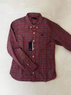 FRED PERRY レッドチェック長袖シャツ 7-8歳