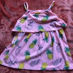 80 ZARA Baby キャミソール　ワンピース　パイナップル柄