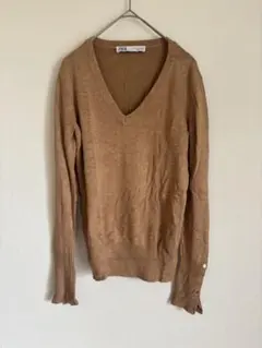 ZARA ザラ Vネックニット カットソー S 茶系