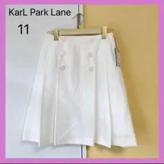 N56［新品］カールパークレーン スカート ひざ丈 ホワイト 11号 Lサイズ