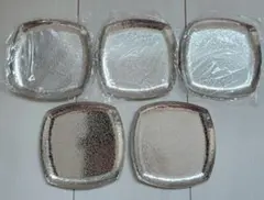 「希少品」AZUMA　銀仕上げ　銘々皿　5枚セット+ヒメフォークセットのサムネイル