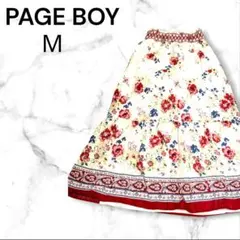 ページボーイ　PAGEBOY　花柄　フレアスカー　 Mサイズ　ホワイト　赤のサムネイル