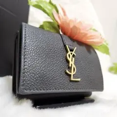 ✨極美品　現行✨サンローラン　三つ折り　カサンドラ　タイニー　オリガミ　シボ革