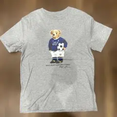 美品 Ralph Lauren ポロベア サッカー Tシャツ グレー