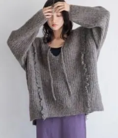 LOWRYSFARM 2WAYフリンジメランジLS グレー