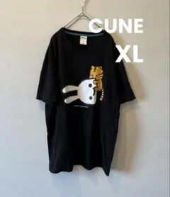 XL★CUNE 2倍ウサギととらちゃん　Tシャツ　黒のサムネイル