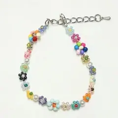 SALE‼️ハンドメイド　パールカラフルフラワービーズネックレス