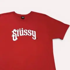 STUSSY ブランドロゴ プリント Tシャツ レッド XLのサムネイル