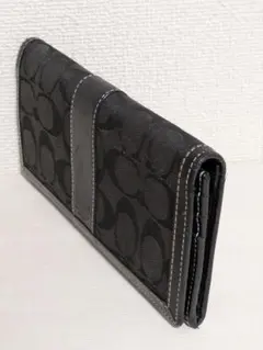 COACH コーチ　長財布　シグネチャー　2つ折り　ブラック