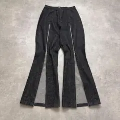 00s Archive Zip Flare Denim/Y2K オピウム黒デニム