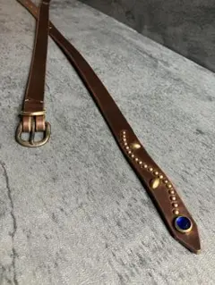 【aura】クロムエクセル　ブラウン　ナロー　スタッズ　ベルト