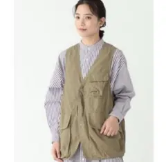 人気】BEAMS BOY コットン クロス ハンティング ベスト ベージュ