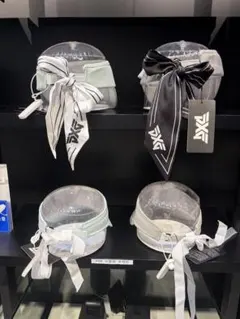 PXG レディース バックリボン　バイザー ライトカーキ　ベージュ系　新品タグ付 PXG レディース バックリボン バイザー ライトカーキ ベージュ系 新品