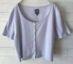 GAP 薄紫 ボタン付き半袖Tシャツ レディース L