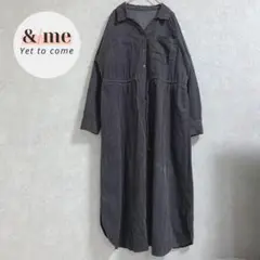 ドゥアルシーヴ　コーデュロイワンピース　ロング　キーネック　ウエスト絞り
