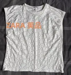 【再々値下げ】ZARA レース 半袖Tシャツ ホワイト Mサイズのサムネイル