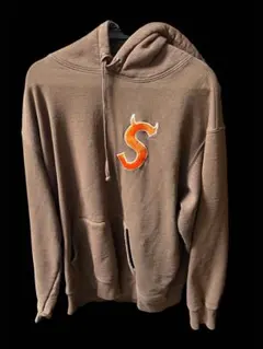SUPREME Sロゴ美品ブラウン パーカー堀米雄斗着用モデル刺繍ツノ