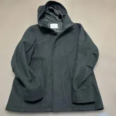 NANO UNIVERSE フード付きブラックウールコート