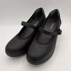 【極美品】フワラク【25.5】防水 ストラップウェッジパンプスブラックのサムネイル