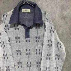 70s vintage 総柄ニット　日本製　メンズ　M 個性派　古着　Y1