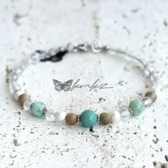 【癒海-Ⅲ】ターコイズ✴︎アイスラリマー✴︎淡水パール✴︎天然石ブレスレット