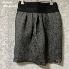 ✨ARMANI COLLEZIONI 黒 テクスチャー プリーツスカートのサムネイル