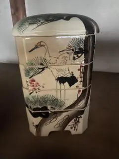 【重箱/4段重/陶器/竹鶴/骨董品】アンティーク　時代物