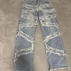ダメージ加工 ライトブルーデニムパンツ