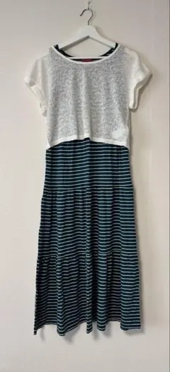 earth music&ecology ワンピース ボーダー グリーン2way