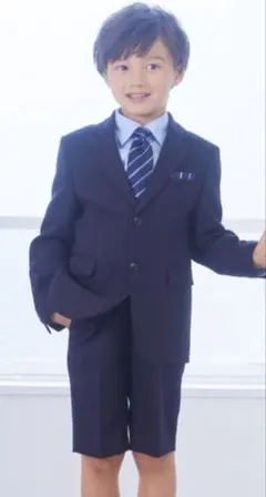 【美品】ネイビー スーツ 120cmネクタイ　ベストつき