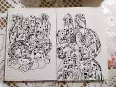 手描き線画アート　はがきサイズパネル