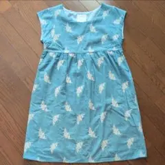 レイビームス 花柄ワンピース ノースリーブ チュニック ブルー