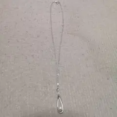 シルバー パール 涙型ネックレス