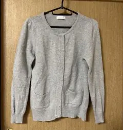 グレー ビーズ装飾 ニットカーディガン　anysis