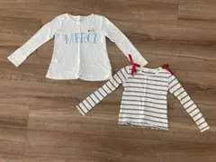 【120サイズ】女の子　長袖Tシャツ　2枚セット／ロゴ　ボーダー
