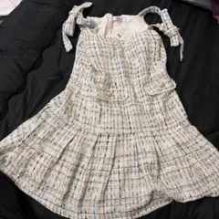 Tika ツイードドレス ホワイト・マルチカラー