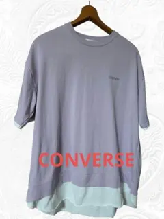 CONVERSE コンバース半袖Tシャツ パープル レイヤード風 Lサイズのサムネイル
