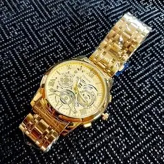 ラグジュアリーメンズ腕時計クォーツ電池式ゴールド　デイト　高品質　金