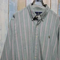 1264☆ラルフローレン☆オックスフォードBDシャツ☆ストライプ☆カラーポニー